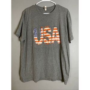 Boutique Red White Blue USA Scoop Neck Short Sleeve T-shirt Size XL